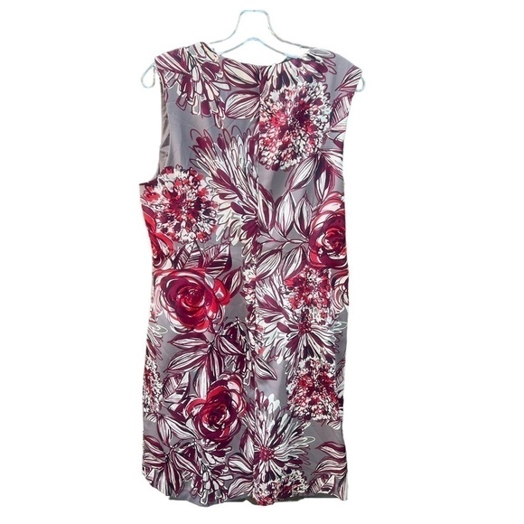 Trina Turk Spellbound Floral Haze Silky Shift Red Gray Dress Plus Size 14 - Picture 5 of 7